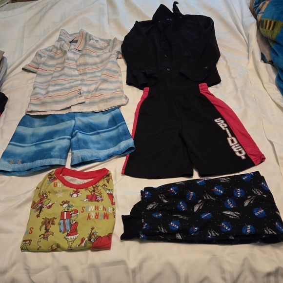 Boys size 6 lot - 2 pj bottoms, 1 swim trunks, 1 shorts, 2 tops - Picture 1 of 16